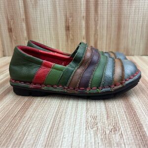 Socofy Loafers Women 230 Shoes Green Red Blue Rainbow Comfort Slip On Flats Sz 6